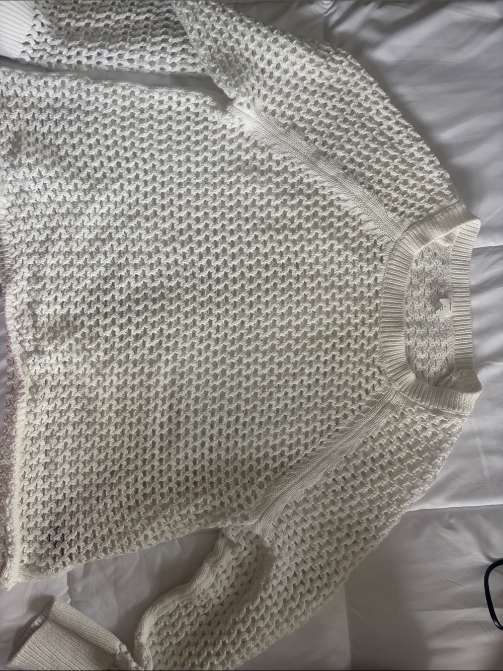 Old Navy Cream Open-Weave Crewneck Sweater